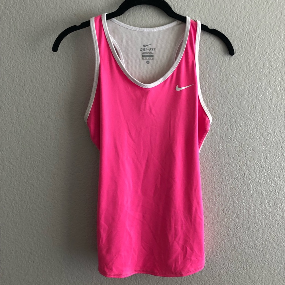 Pink & white Nike Dri-Fit tank, small